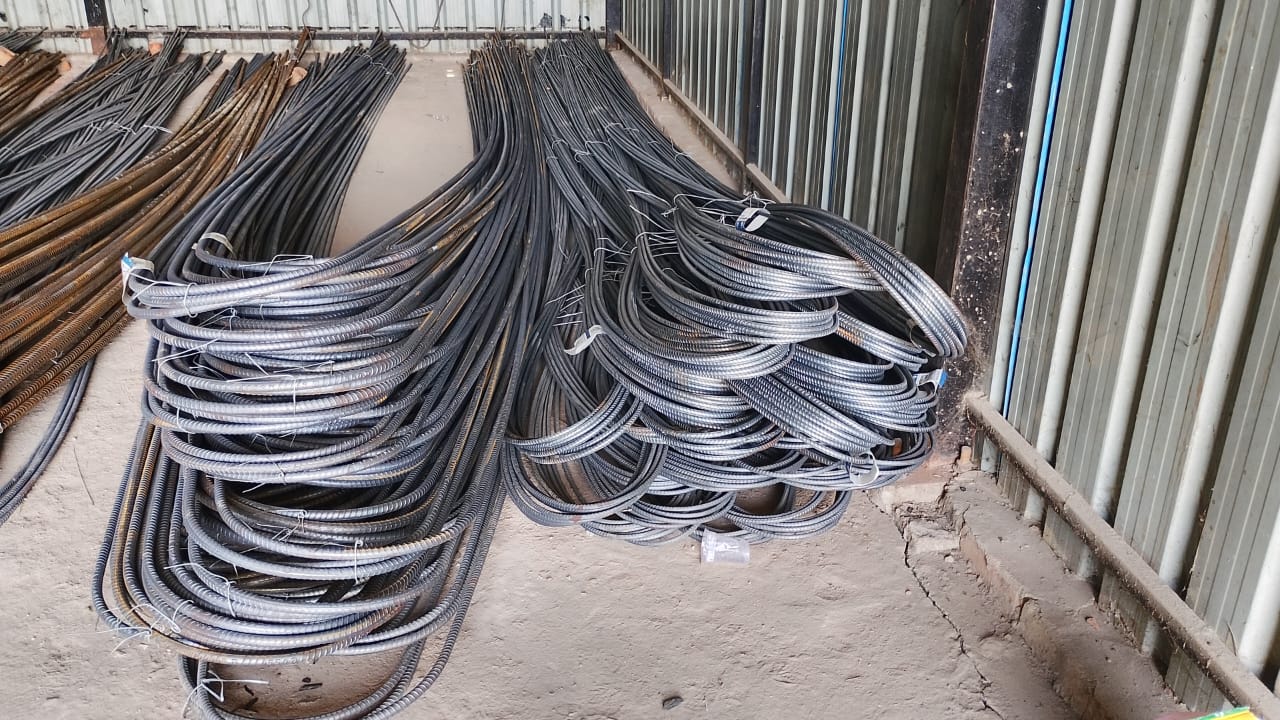 TMT steel saria stocks stored in depot